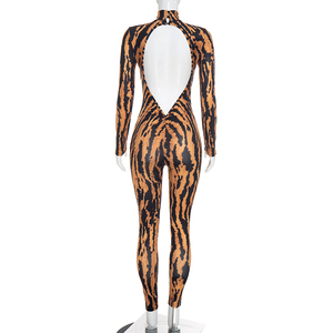 Viviblook D26JP305 Combinaison décontractée pour femmes, nouvelle combinaison imprimée dos nu à manches longues, sexy, une pièce, pour femmes - Product Image 4