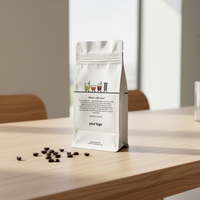 Sachet de café à fond plat avec logo personnalisé et valve pour l'emballage de grains et de poudre de café torréfié, sachet de café refermable anti-odeur