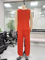 Nouvelle combinaison d'été pour femme, col en V, pantalon large, poches fines, style décontracté