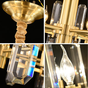 Modern All Copper Crystal Chandelier Round Multi Head <b>Led</b> <b>Lighting</b> For Living Room Dining Room Home Decor - Product Image 4