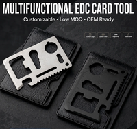 Carte multi-outils EDC en acier inoxydable, outil de survie 12-en-1 avec règle, ouvre-bouteille et tournevis pour le camping en plein air