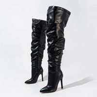Botas Para Mujer Night Club Cuir Noir Talons Hauts Dernière Conception Au-dessus Du Genou Cuissardes Sexy Bottes pour Femmes Dame