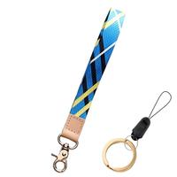Lanière personnalisée en nylon et polyester avec cuir PU, impression par transfert thermique et sérigraphie, sangle courte pour poignet et cordon de téléphone