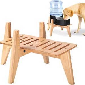 Support de mangeoire pour chien en bois avec distributeur d'eau, hauteur réglable pour animaux de compagnie - Product Image 1