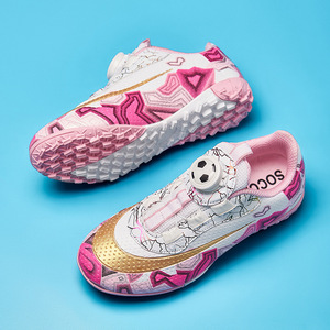 Chaussures de football pour enfants, garçons, filles, jeunes, crampons TF pour terrain synthétique, boucle rotative, maille respirante, semelle intermédiaire en caoutchouc, chaussures de football toutes saisons - Product Image 1