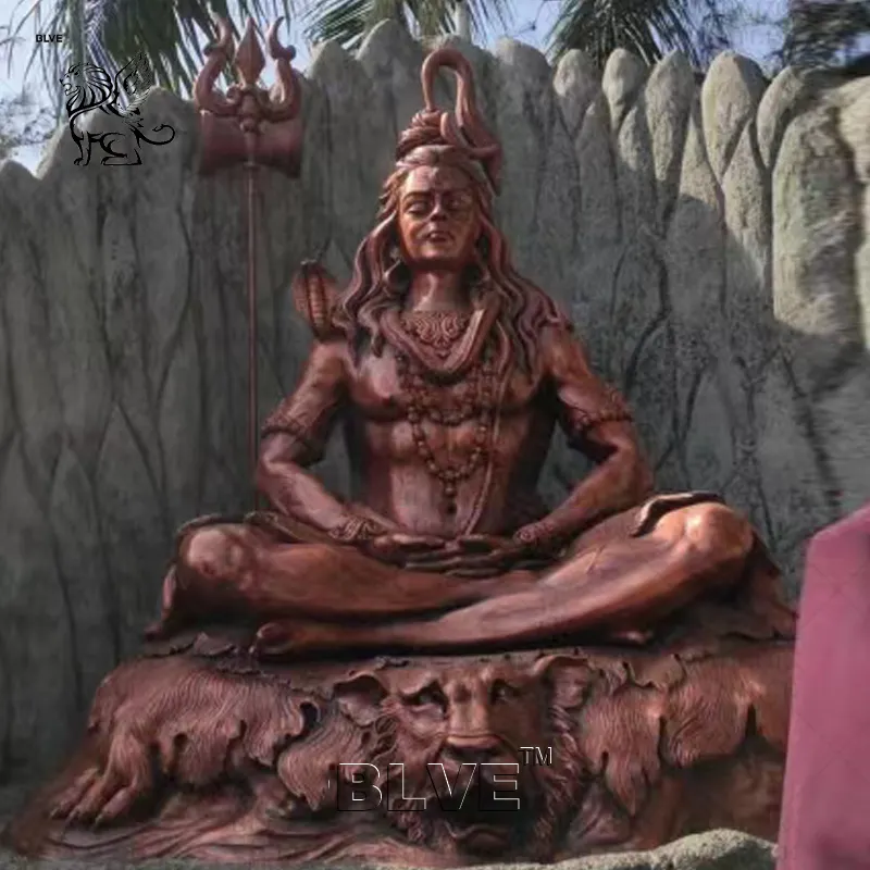 BLVE 장식 정원 종교 힌두교 신 조각 대형 청동 앉아있는 주 시바 동상
