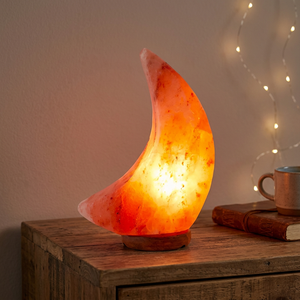 Servicio OEM al por mayor: Lámparas de sal del Himalaya de cristal rosa natural artesanal, modelo 2025, con forma de luna - Product Image 1