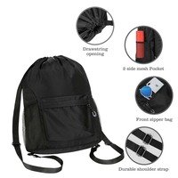 Sac de sport à cordon imperméable, sacs à cordon personnalisés avec logo, sacs à dos à cordon avec poches latérales en filet pour le yoga, la plage, la natation