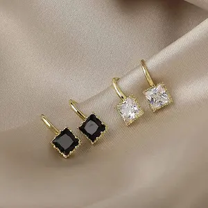 Personnalisé élégant exquis carré noir porte pierre gemme Crysta boucles d'oreilles pour femme 2024 NewClassic bijoux de luxe fête