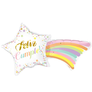 Palloncini in Foil a Forma di Stella Cadente Arcobaleno e Palloncini Mylar a Forma di Stella e 'Feliz Cumple' per Decorazioni Festa di Compleanno per Bambini - Product Image 6
