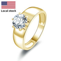 Bague large classique unisexe tendance en moissanite ronde de 7 mm (1,25 ct) couleur D VVS1, à six griffes, pierre unique, pour mariage ou style punk, idéale comme cadeau