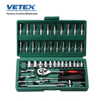 Jeu de clés à cliquet en acier robuste Vetex 46 pièces, kit d'outils universel pour mécanicien, réparation automobile, bricolage à domicile