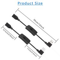 Câble court USB avec interrupteur marche/arrêt 90 degrés à angle gauche et droit mis à niveau USB A 2.0 câble de commutation de données mâle à femelle