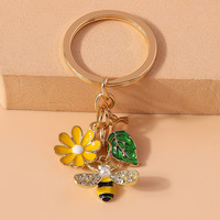 Porte-clés mignon, petite abeille, fleurs, libellule, papillon, pendentif porte-clés, couple, insecte, porte-clés, sac, porte-clés de voiture