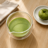 Cérémonie du thé – Bol à matcha en verre borosilicate à double paroi de 350 ml et 500 ml avec bec verseur en V pour thé chaud ou froid