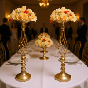 Supporto Floreale in Metallo Dorato 58cm, Centrotavola per Matrimoni, Decorazione da Tavolo Stile Lusso, 20 Pezzi - Product Image 2