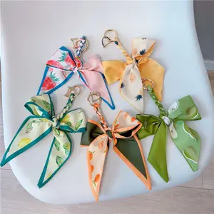 Fashion Silk Ribbon Bag Pendant Keychain Handbag Decor Scarf Keychains For Purse Tote Bag Handbag