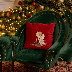 Bohemian Vintage Christmas Embroidered <b>Throw</b> Pillow Square Velvet Decorative Cushion Cover Angel Design Removable Washable - Product Image 5