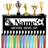 Présentoir de trophées en métal personnalisable Porte-médailles mural moderne et durable avec nom de famille Porte-médailles de marque