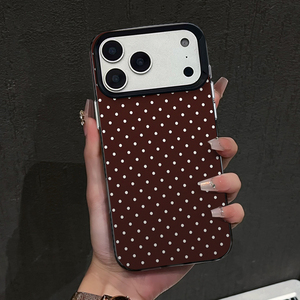 Custodia in TPU opaco con motivo a pois bianchi su sfondo marrone, <span class=keywords><strong>cover</strong></span> geometrica classica antiurto per <span class=keywords><strong>iPhone</strong></span> 17 16 15 14 13 <span class=keywords><strong>Pro</strong></span> Max - Product Image 4