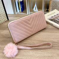 Sac Tendance 2024 Portefeuille long en peluche brodé pour femme, décontracté, à main, avec porte-monnaie