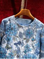 Atasan Elegan Model Ponco Lengan Panjang Pendek, Bordir Mutiara Berat, Jacquard Benang Emas Gaya Cina Baru, Mewah dan Ramping, Motif Bunga Tanaman