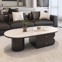 Table basse minimaliste en marbre pour salon, style moderne, luxe léger, haut de gamme, ovale, petit appartement, nouveau style