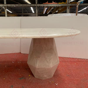 Table à manger en pierre de quartzite onyx blanc translucide de luxe, design minimaliste, nouvelle collection, pour la décoration intérieure - Product Image 6