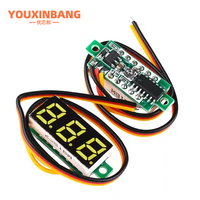 Voltmeter Digital layar LED 0.36 inci, 3-Digit tegangan Panel Meter merah hijau biru kuning warna DC 0V-100V aksesori elektronik