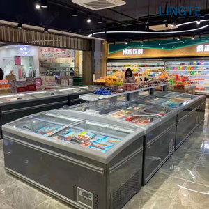 Congélateur commercial pour île de glaces de supermarché avec porte coulissante <span class=keywords><strong>en</strong></span> verre sur le dessus, conteneur de congélation à vendre - Product Image 5