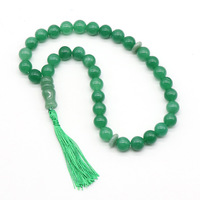 Bracelet de prière islamique en pierre de Jade brut naturel, chapelet religieux en cristal de Tasbih, Bracelet de gland perlé pour cadeau du Ramadan