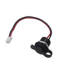 Câble d'alimentation USB-C femelle étanche à montage sur panneau vers PH2.0 2P à fils ouverts, charge rapide 3A, en PVC noir, avec port de chargeur personnalisé et couvercle