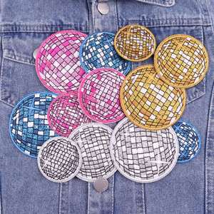 Patch brodé pour sac à dos - Décoration de sacs à paillettes, patch thermocollant pour vêtements, patch brodé boule disco personnalisé en gros - Product Image 3