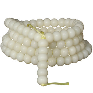 Bracelet de prière bouddhiste en graines de Bodhi en jade blanc, 108 perles, forme ronde, bijoux de cérémonie religieuse, accessoires pour hommes et femmes - Product Image 5