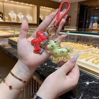 Porte-clés plaqué or « Année du Cheval Doré » pour la prospérité immédiate, pendentif poney doré, cadeau mignon pour petite amie et amis