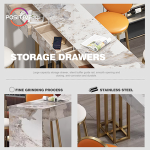 <span class=keywords><strong>Table</strong></span> de bar de luxe rectangulaire en pierre frittée ultra étroite <span class=keywords><strong>Table</strong></span> de bar de luxe en acier inoxydable de stockage de cuisine de luxe - Product Image 3