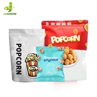 Sacs d'emballage pour pop-corn, en plastique et aluminium, avec fermeture à glissière, imprimés avec un logo personnalisé, scellables à la chaleur, blancs, mignons, pour en-cas délicieux