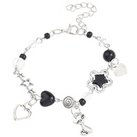 Nuevo Conjunto de Pulseras de Cuentas Coloridas de Estilo Punk, 2 Piezas, Pulsera de Plata con Notas Musicales, Estrellas, Sol y Luna para Mujer, Regalo de Joyería para Mejor Amiga