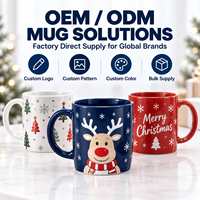 Vaisselle de Noël bleu marine avec impression personnalisée de rennes de Noël, tasse en céramique OEM ODM
