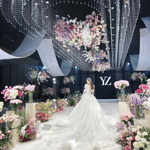 Decorazioni per Sale Matrimoni, Tende di Perline di Cristallo Decorative <span class=keywords><strong>da</strong></span> Soffitto, Drappeggi con Pendenti in <span class=keywords><strong>Vetro</strong></span> per Matrimoni - Product Image 3