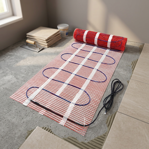 <b>Electric</b> Heating Mat with Blue Wire on Red Grid Mesh for <b>Floor</b> Warmth Energy Saving Household Use - Product Image 5