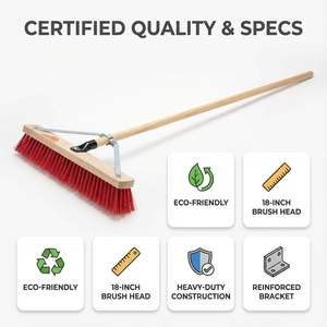 Balai à pousser professionnel de 18 pouces pour l'extérieur, brosse de rue robuste avec support en acier pour les entrepreneurs et les travaux de bricolage à domicile et au jardin - Product Image 3