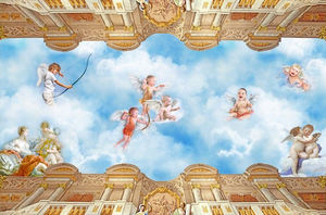 Peinture à l'huile de <span class=keywords><strong>ciel</strong></span> bleu européen Ihouse de Guangzhou, ange de l'église, <span class=keywords><strong>papier</strong></span> <span class=keywords><strong>peint</strong></span> pour <span class=keywords><strong>plafond</strong></span> - Product Image 2