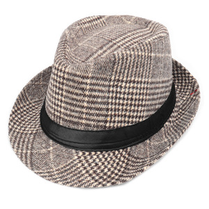 Fedora <b>Hats</b> <b>Men</b> <b>Wool</b> Plaid <b>Hat</b> Black Band Casual Spring Autumn England Style Adult Male <b>Hat</b> - Product Image 5