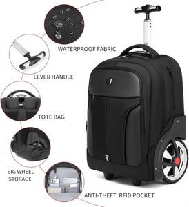 Free sample Rolling <b>Backpack</b> Waterproof with <b>Wheels</b> for Business Travel Computer Carry on <b>Backpack</b> with Laptop Compartment - Product Image 5