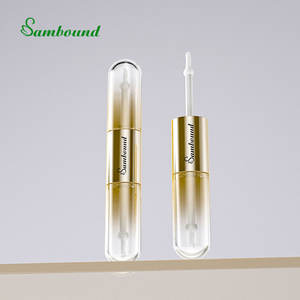 Tube de brillant à lèvres à Double tête de 6ml avec emballage cosmétique de conteneur de brillant à lèvres de paillettes vides d'ANIMAL FAMILIER rond doré plat - Product Image 1