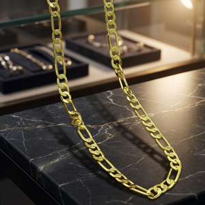 Wholesale 14K18K24K Micron <b>Gold</b> Figaro Chain Necklaces, Modern Chain Design, Figaro Style Chain, Brass Fashion Chains Necklaces - Product Image 4