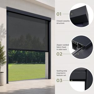 Persianas enrollables motorizadas Yanghui para exteriores, resistentes a la nieve y a la intemperie, con cableado eléctrico, control remoto y poliéster resistente a los rayos UV. - Product Image 3