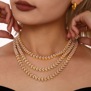 Collana Retro Shijia Beizhu Heavy Industry da <span class=keywords><strong>donna</strong></span> in acciaio inossidabile placcato oro 18k, stile europeo e americano, per il mercato transfrontaliero. - Product Image 1