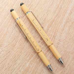 Multi Function Bamboo Ballpoint <b>Pen</b> Wholesale 6-in-1 Tool Printed Logo Custom Spinner for Stylus Mobile Phone - Product Image 5
